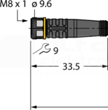 PKG3M-5/TXL złącze M8 żeń.proste Przewód czujnikowy PUR 3-żył.5,0m