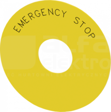 SIRIUS ACT żółty EMERGENCY STOP Etykieta podkładkowa 75mm