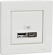 ASFORA USB A+C 2,4A biały Gniazdo ładowania USB