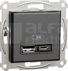 ASFORA USB 2,4A antracyt Gniazdo ładowarki bez ramki