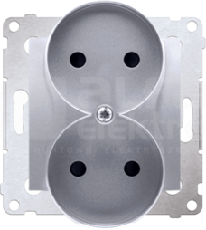 SIMON54 2x2P 16A srebrny mat Gniazdo z przesłonami styków zaciski śrubowe