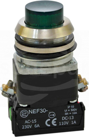 NEF30-WLDz XY zielony Przycisk wystaj.podśw.LED