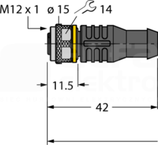 RKC4.4T-5/TXL złącze M12 żeń.proste Przewód czujnikowy PUR 4-żył.5,0m