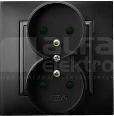 ARIA 2x2P+Z IP20 czarny metalik Gniazdo podwójne z uziemieniem z przesłonami
