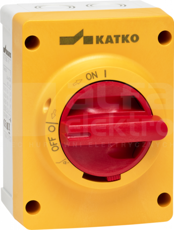 KEM425U Y/R 4-pol.25A IP66 żółto-czer. Rozłącznik w obudowie z poliwęglanu