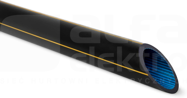 TELKOM 32/2,0 czarny p.żółty (250mb) Rura osłonowa do kabli optotelekom.