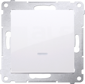 SIMON54 10AX biały Łącznik jednobiegunowy podświetlany LED