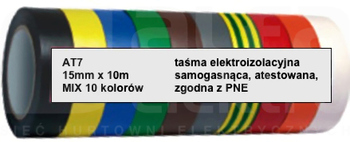 AT-7 15x0,13 10m 10-kolorów Taśma izolacyjna-zestaw